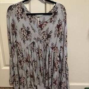 Free People Blue Floral Blouse